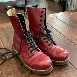 Dr. Martens Cherry Red Lace-Up Boots, steel toe, purchased in the 90’s
